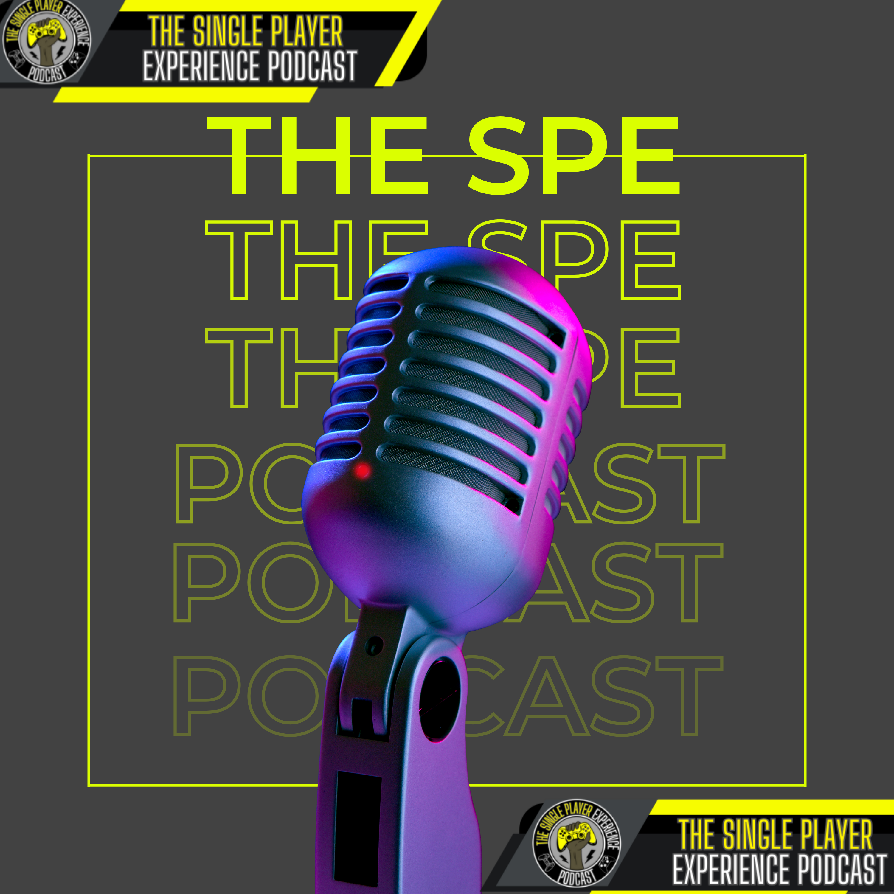 Yellow And Gray Minimalist Mic Podcast Cover