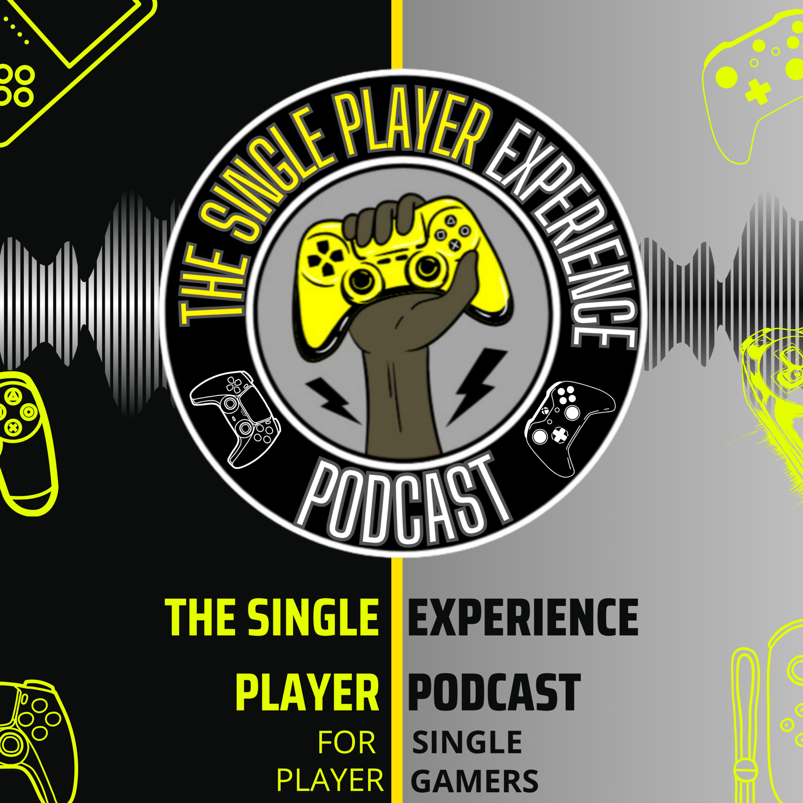 Yellow and Black Wave form SPE Podcast Cover