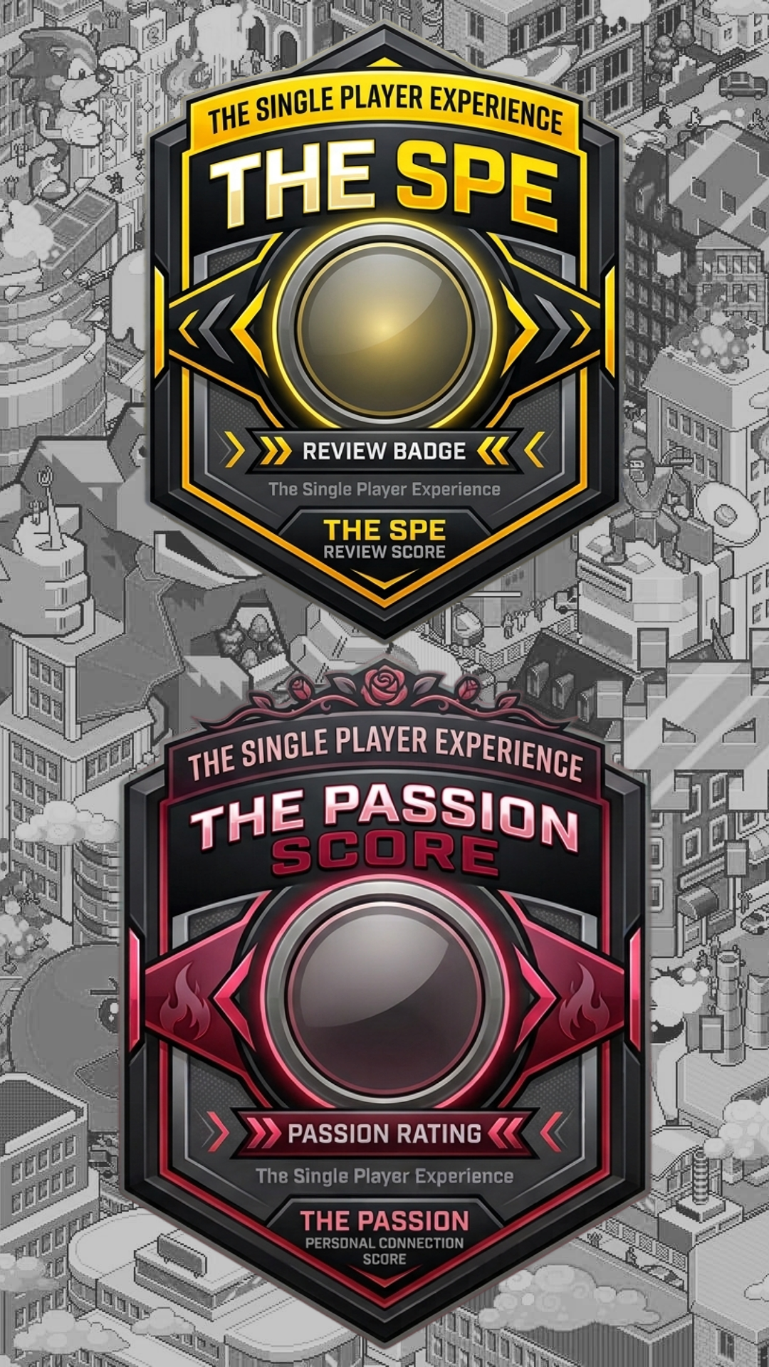 Vertical Badges Blk and White Wallpaper